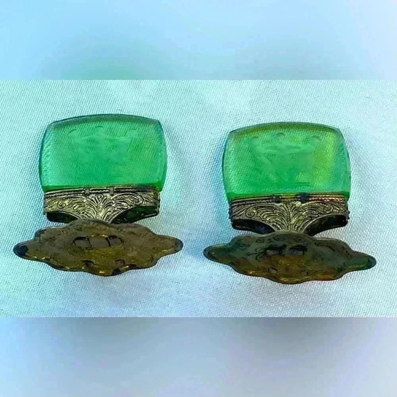 Czechoslovakian Intaglio Glass Place Card Holders Set of 11 Antique Rare - Picture 3 of 6